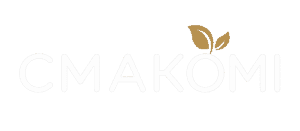 Логотип Смакомі з листком на фоні білого кольору.
